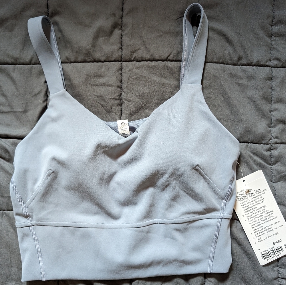 Lululemon Wunder Train Straight Strap Tank Size 8 Chambray Blue